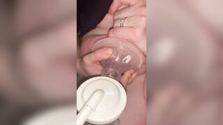 Pregnant breeding milking her huge humongous lactating hooters with her breast pump