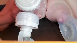 Pumping & Sucking Off & squeezing & squirting MILK from my big bbw boobies. Milk pumped on VAGINA 