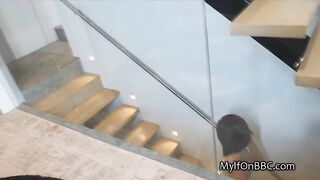 Huge Boobed house ex-wifey tries to take whole big black dick