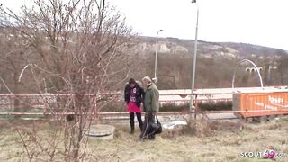 Ugly Grandpa Outside Sex with Cute College sluts for Cash