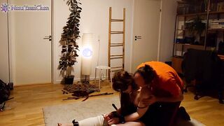 Submissive women lead on leash: Spanked, Nipple clamps & having fun