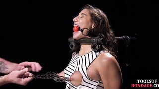 Tied submissive caned and toyed by her strict maledom