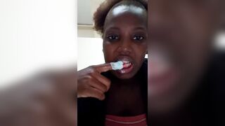 Cleaning Teeth After Giving Fellatio Inside Outside Toilet To Co Worker At The Office