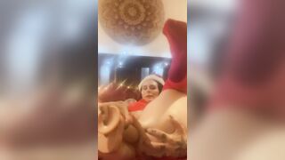 Fucking my arse with a big sex toy on Christmas Eve