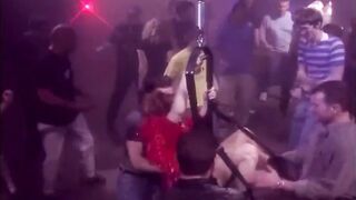 DISCO GROUP SEX BDSM Chloe bound and pounded as people dance, BONDAGE Fellatio Classic Masterpiece - Edge Play