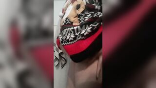 slender 18 strokes cunt inside WC at family xmas party
