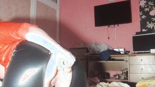 Butt banged and squirt inside pvc and high heels