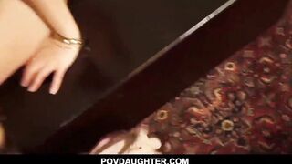 Slender Dark Hair 18 Yo Step Daughter Arielle Faye Banged By Crying Stepdad
