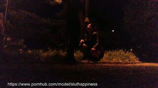 A skank's ex-wife shamelessly drinks piss and cum inside a outdoors park