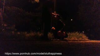 A skank's ex-wife shamelessly drinks piss and cum inside a outdoors park