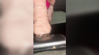 Blowing cock while fucking sex toy and squirting