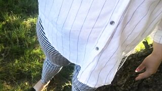 a schoolgirl with a lactating breast blown a cock into nature near the river.