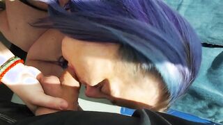 Giving daddy oral sex at work
