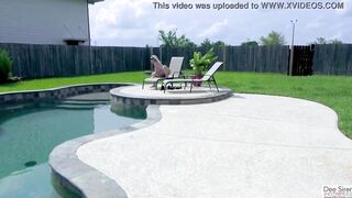 Having Fun Nude into the Pool with Toy