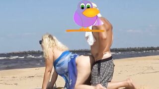 On the beach banged older milf inside the butt