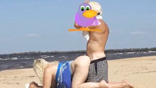 On the beach banged older milf inside the butt