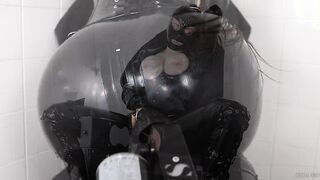 Cristal Dirty inside Rubber finger fucking and fuckmachine into gasmask Preview