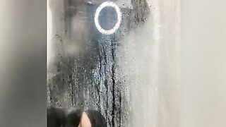 PVC CATSUIT AND GASMASK SHOWER FUN