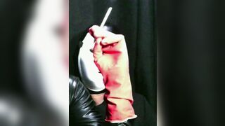 my red pvc gloves will make you suffer and explode semen all over