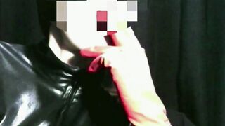 my red pvc gloves will make you suffer and explode semen all over