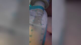 CLOSE UP pumping SQUIRT breast milk in bag BIG bbw BOOBS