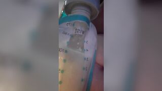 CLOSE UP pumping SQUIRT breast milk in bag BIG bbw BOOBS