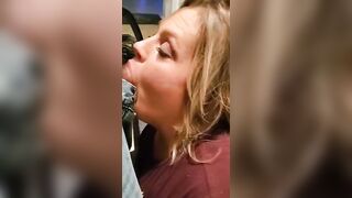 Sucking Off cock into the toilet