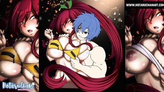 Jellal tenderly undresses Erza showing her enormous melons Cartoon by [HotaruChanART] ❤