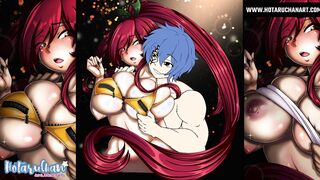 Jellal tenderly undresses Erza showing her enormous melons Cartoon by [HotaruChanART] ❤