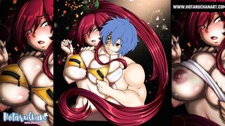 Jellal tenderly undresses Erza showing her enormous melons Cartoon by [HotaruChanART] ❤
