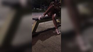 I take off my stockings inside a outdoor park and pissing a lot. Would you play with me?