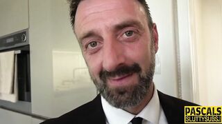 Real fetish whore gagging on cock