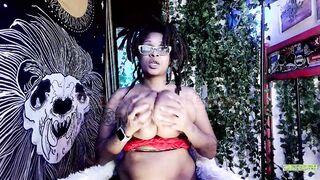 I spit on My boobies while I see you stroke your penis