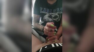 Getting jerked off on Hangover by mistress (Groaning) Full Version with HUGE JIZZED!