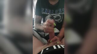 Getting jerked off on Hangover by mistress (Groaning) Full Version with HUGE JIZZED!