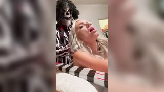 A scary man into a mask pushes himself into me!! I couldn’t resist!!