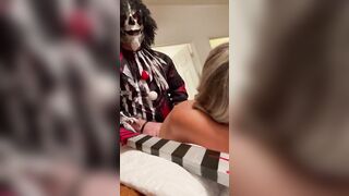 A scary man into a mask pushes himself into me!! I couldn’t resist!!