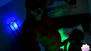 Baby women sucking off my cock with colorful led lights