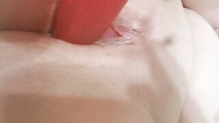 I try to fit huge toy into tight twat