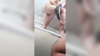 Step milf caught slutty step daughter nailed by step brother into WC