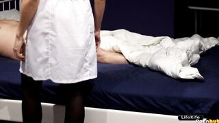 NURSE DOCTOR WHORE HELPED THE DUDE TO CUM