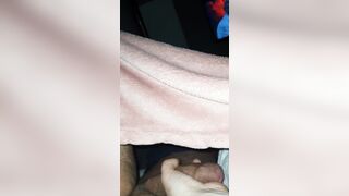 Step milf hand job under blanket got caught by daughter helping step son cum