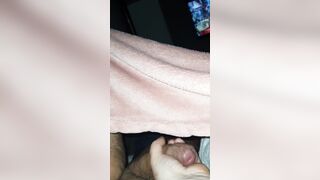 Step milf hand job under blanket got caught by daughter helping step son cum