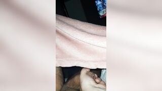 Step milf hand job under blanket got caught by daughter helping step son cum