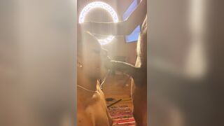 Handcuffed ebony teenie blows cock (Full Film Only Fans @Teenieweenii)