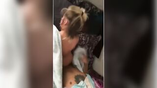 Skank taking big black cock while her man out with the “Boys”