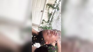 Janeinthejungle gets long big black cock outdoors