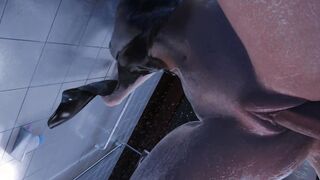 Final Fantasy VII Remake Naked Mod: Tifa Lockhart Standing Doggy Boned inside the Raining Shower rooftop!