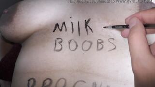 Submissive thick big boobed wifey with a blindfold on her eyes
