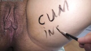 Submissive thick big boobed wifey with a blindfold on her eyes
